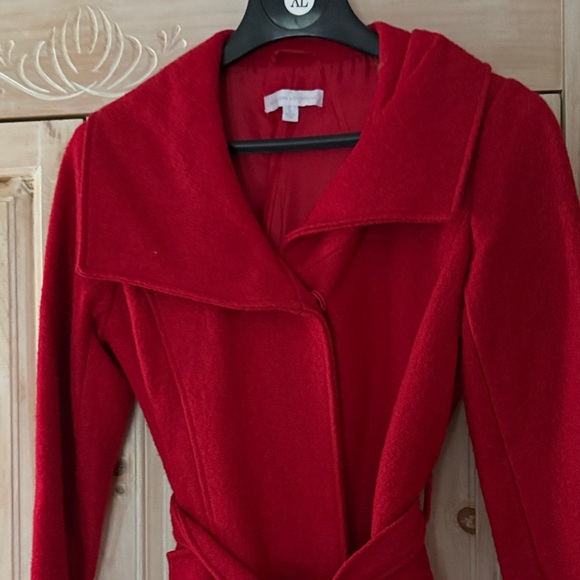 Red Belted Trench Coat wool blend - Picture 3 of 7